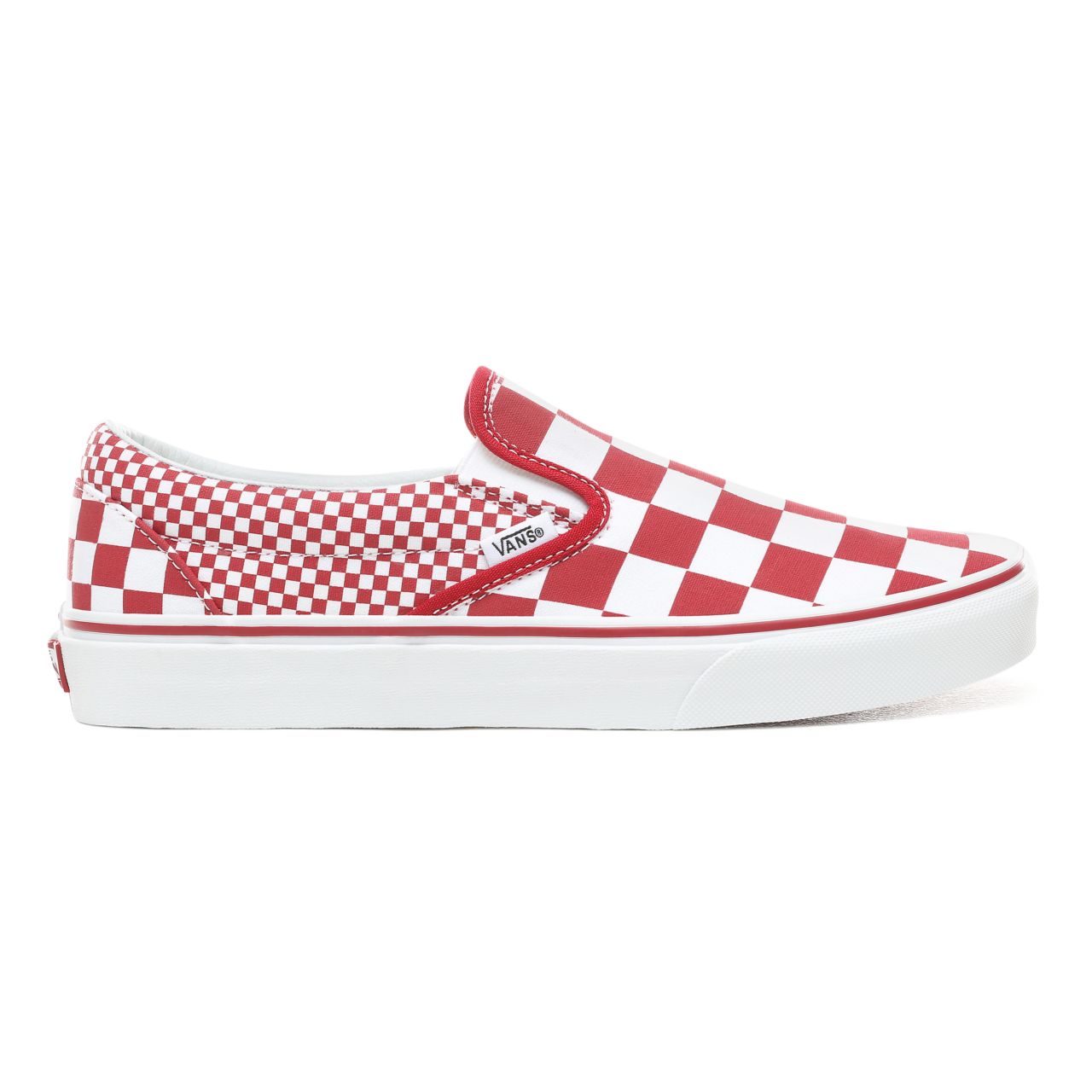 Vans Mix Checker Slip-On Classic Mens Womens - (Mix Checker) Chili Pepper/True White VN0A38F7VK5 Shoes