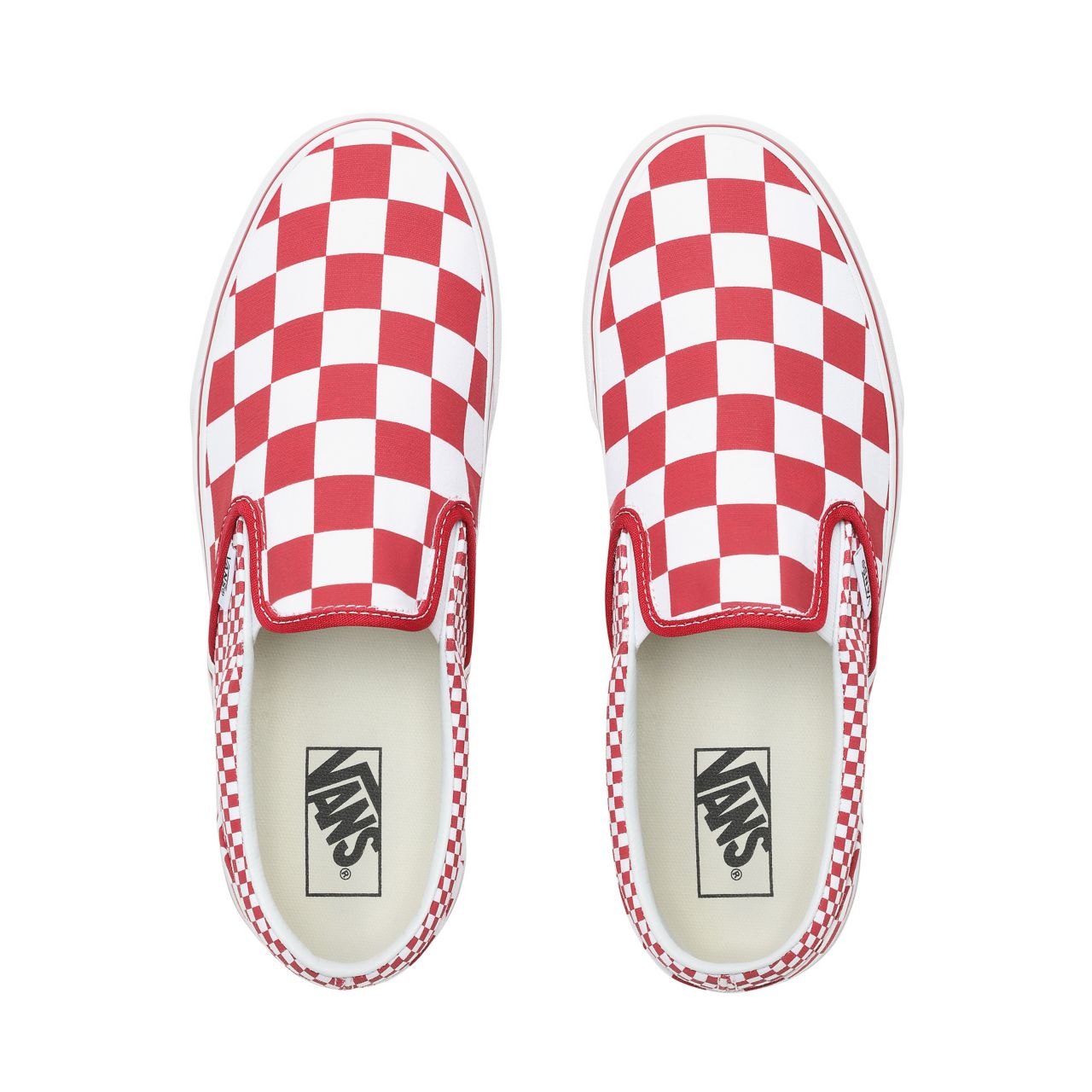 Vans Mix Checker Slip-On Classic Mens Womens - (Mix Checker) Chili Pepper/True White VN0A38F7VK5 Shoes