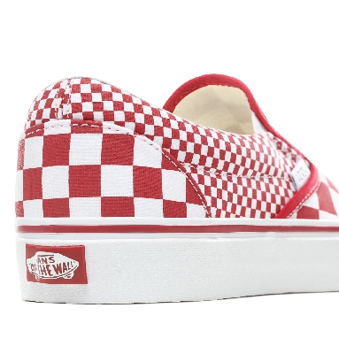 Vans Mix Checker Slip-On Classic Mens Womens - (Mix Checker) Chili Pepper/True White VN0A38F7VK5 Shoes