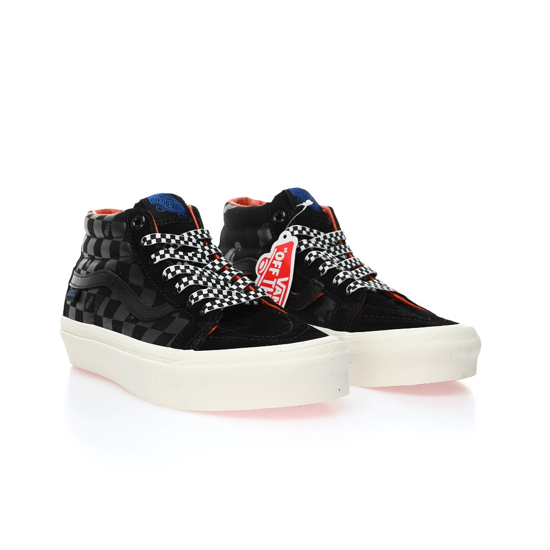 Vans Porter-Yoshida & Co. x OG SK8-Mid LX Floral Checkerboard Mens Womens - Forest Night/Black Ink VN0A4BVBWW6-1 Shoes