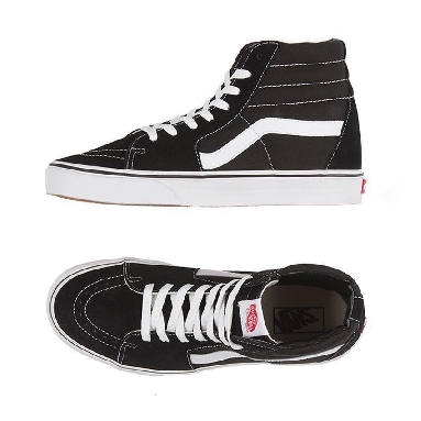 Vans SK8-Hi Black Mens Womens - Black/Black/White VN-0D5IB8C Shoes