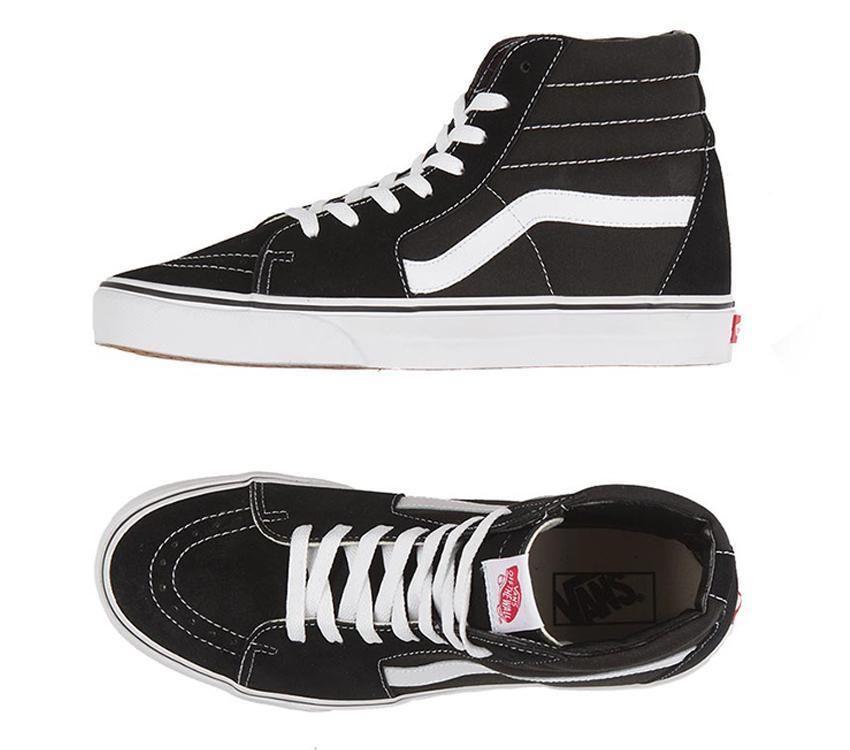 Vans SK8-Hi Black Mens Womens - Black/Black/White VN-0D5IB8C Shoes