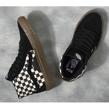 Vans Skate Sk8-Hi Checkerboard Mens Womens - Checkerboard Black/Dark Gum VN0005V039L Shoes