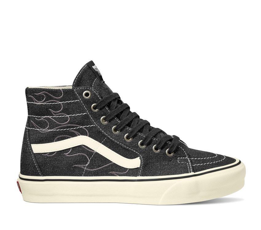 Vans Sk8-Hi Tapered Denim Mens Womens - Denim Embroidery Black/White VN0A5KRUMCG Shoes