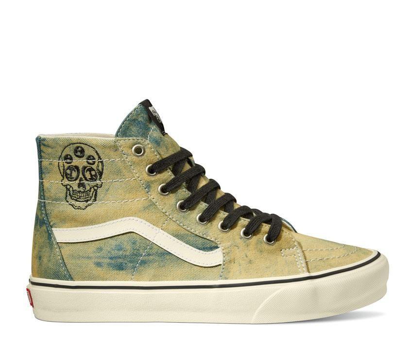 Vans Sk8-Hi Tapered Denim Mens Womens - Denim Embroidery Olive/White VN0A5KRUY33 Shoes