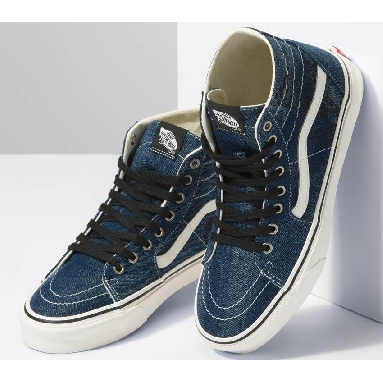 Vans Sk8-Hi Tapered Denim Mens Womens - Denim Embroidery Navy/White VN0A5KRUNAV Shoes