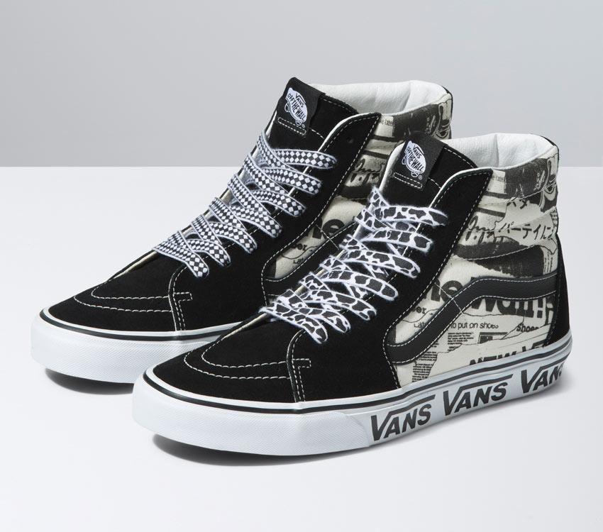 Vans Sk8-Hi Vans Collage Mens Womens - Vans Collage Black/White VN0A7Q5NBA2 Shoes