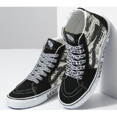 Vans Sk8-Hi Vans Collage Mens Womens - Vans Collage Black/White VN0A7Q5NBA2 Shoes