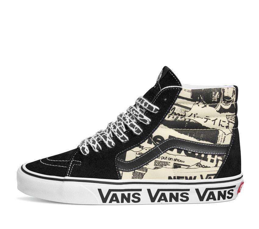 Vans Sk8-Hi Vans Collage Mens Womens - Vans Collage Black/White VN0A7Q5NBA2 Shoes