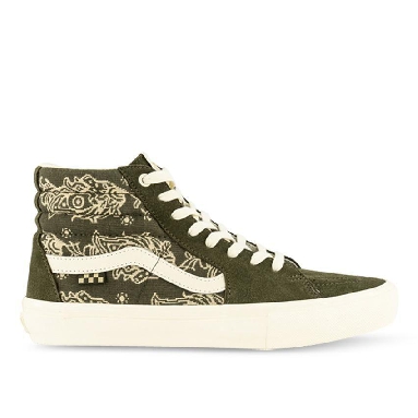 Vans Skate Sk8-Hi Paisley Mens Womens - Paisley Green/Marshmallow VN0A5FCCV0N Shoes