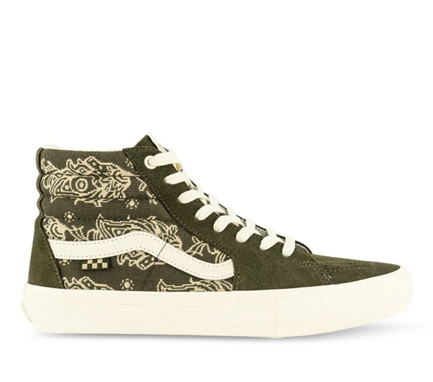 Vans Skate Sk8-Hi Paisley Mens Womens - Paisley Green/Marshmallow VN0A5FCCV0N Shoes