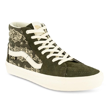 Vans Skate Sk8-Hi Paisley Mens Womens - Paisley Green/Marshmallow VN0A5FCCV0N Shoes