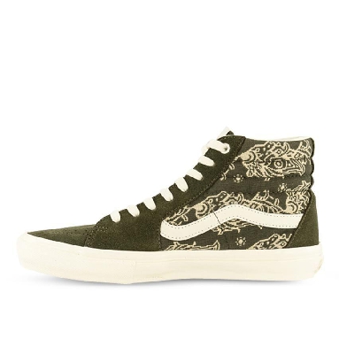 Vans Skate Sk8-Hi Paisley Mens Womens - Paisley Green/Marshmallow VN0A5FCCV0N Shoes