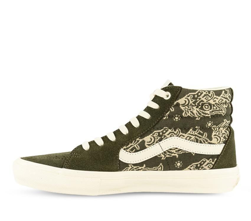 Vans Skate Sk8-Hi Paisley Mens Womens - Paisley Green/Marshmallow VN0A5FCCV0N Shoes