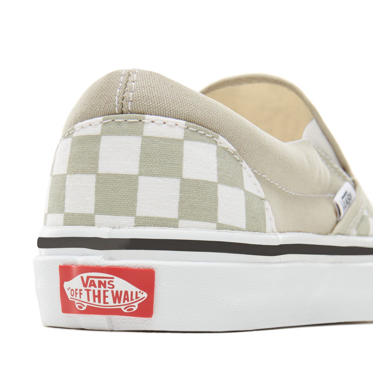 Vans Color Theory Checkerboard Classic Slip-On Classic (Unisex) Mens Womens - (Checkerboard) Desert Sage/True White VA38F7U79 Shoes