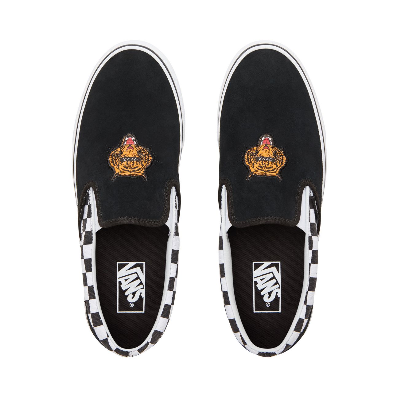 Vans Tiger Check Classic Slip-On Classic Mens Womens - (Tiger Check) Black/True White VA3UT7SJX Shoes