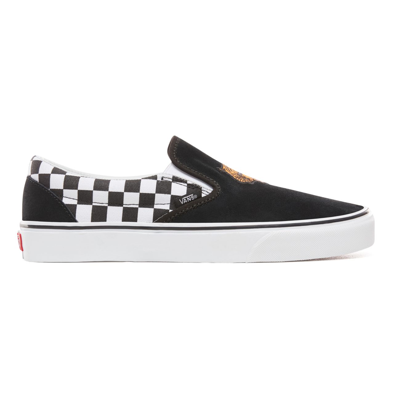 Vans Tiger Check Classic Slip-On Classic Mens Womens - (Tiger Check) Black/True White VA3UT7SJX Shoes