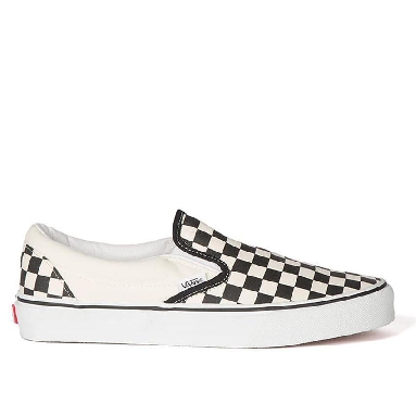 Vans Classic Slip-Ons Checkerboard Mens Womens - Black and White Checker/White VN-0EYEBWW Shoes