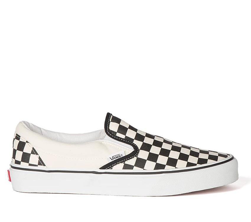 Vans Classic Slip-Ons Checkerboard Mens Womens - Black and White Checker/White VN-0EYEBWW Shoes