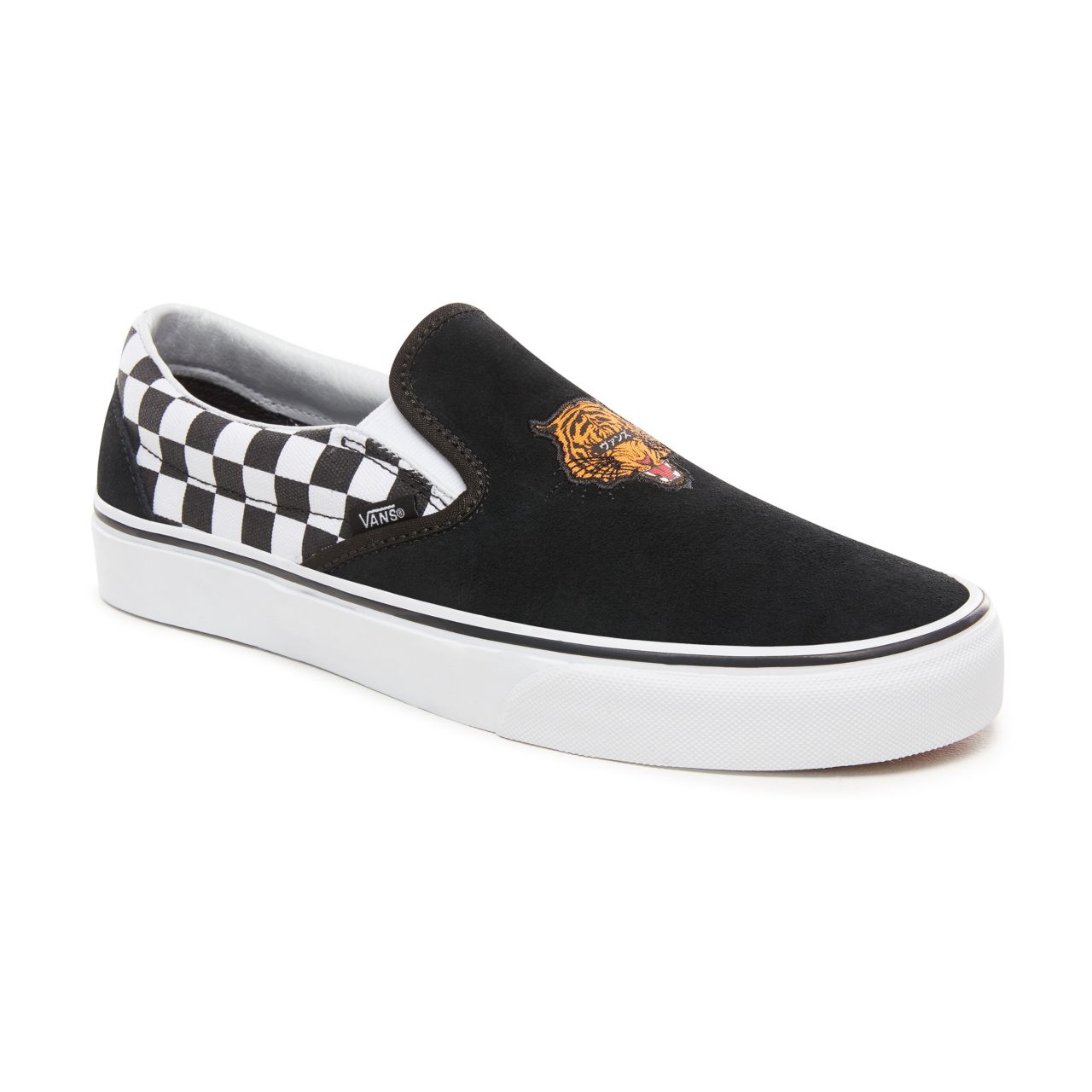 Vans Tiger Check Classic Slip-On Classic Mens Womens - (Tiger Check) Black/True White VA3UT7SJX Shoes