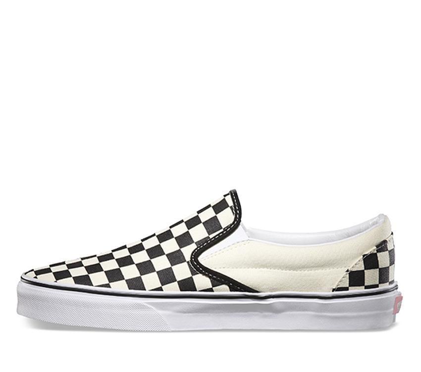 Vans Classic Slip-Ons Checkerboard Mens Womens - Black and White Checker/White VN-0EYEBWW Shoes