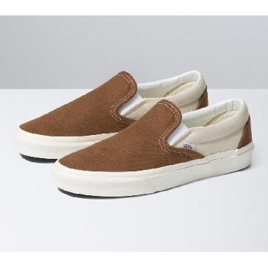 Vans Classic Slip-On Twill Mens Womens - Desert Twill Brown/Beige VN0A5JMHBUE Shoes