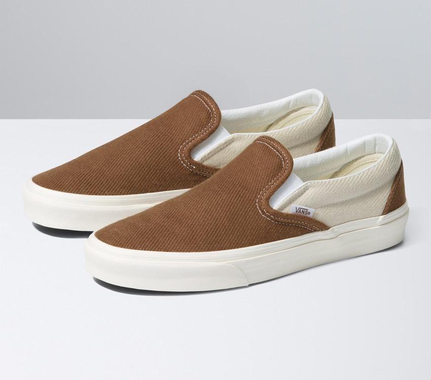 Vans Classic Slip-On Twill Mens Womens - Desert Twill Brown/Beige VN0A5JMHBUE Shoes