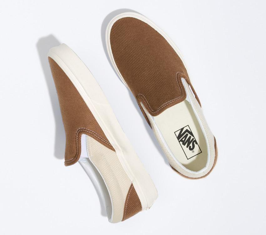 Vans Classic Slip-On Twill Mens Womens - Desert Twill Brown/Beige VN0A5JMHBUE Shoes