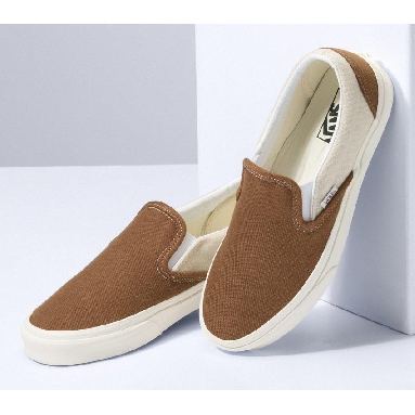 Vans Classic Slip-On Twill Mens Womens - Desert Twill Brown/Beige VN0A5JMHBUE Shoes