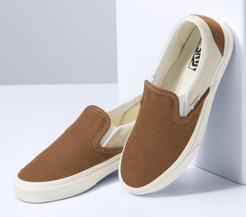 Vans Classic Slip-On Twill Mens Womens - Desert Twill Brown/Beige VN0A5JMHBUE Shoes