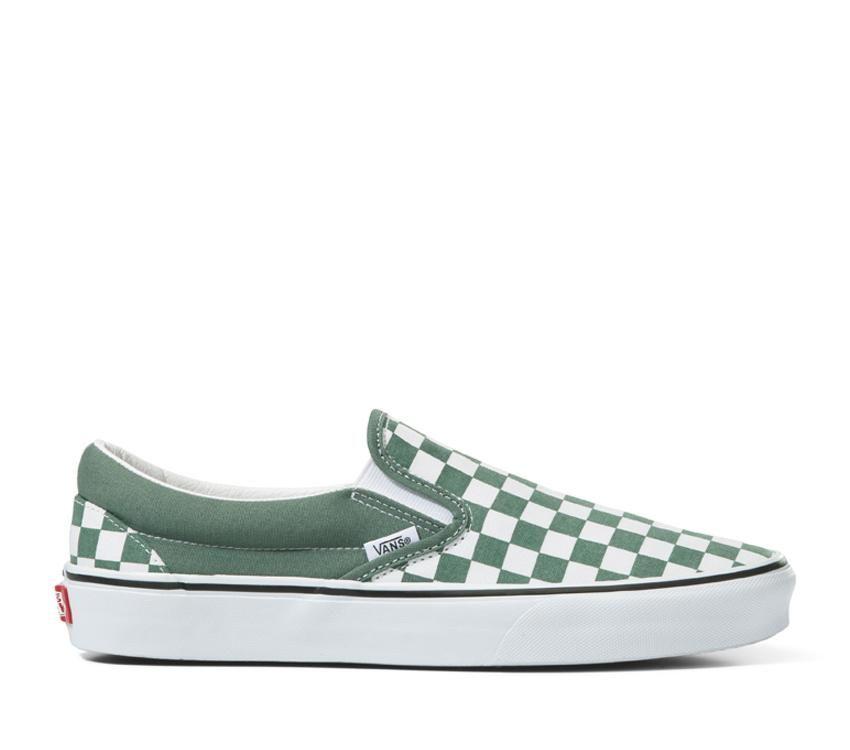 Vans Classic Slip-On Checkerboard Mens Womens - Color Theory Checkerboard Duck Green VN0A5JMHYQW Shoes