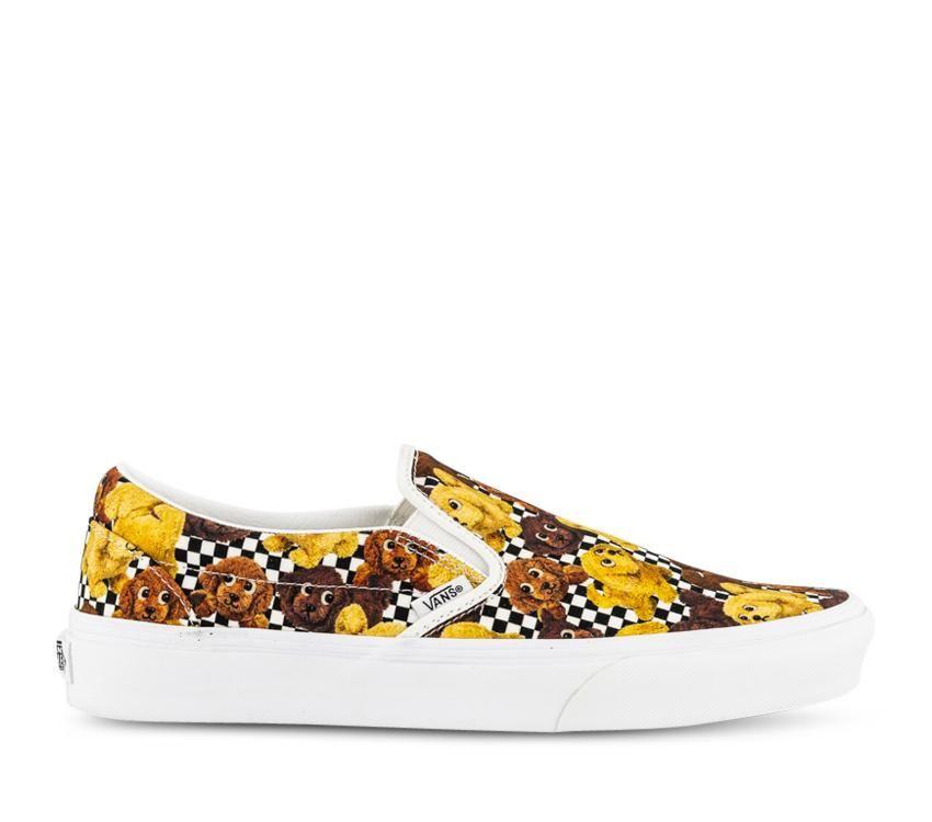 Vans Classic Slip-On Pets Checkerboard Mens Womens - Animal Checkerboard Potting Soil VN0A7VCFDMV Shoes