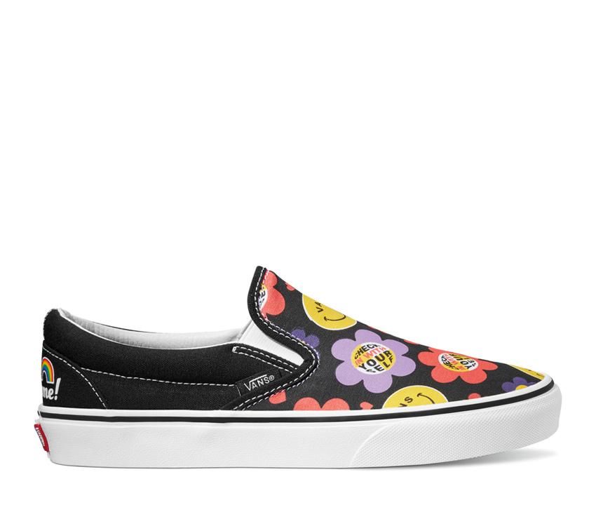 Vans Classic Slip-On Radically Happy Mens Womens - Radically Happy Black Multi VN0A5JMH0ZB Shoes