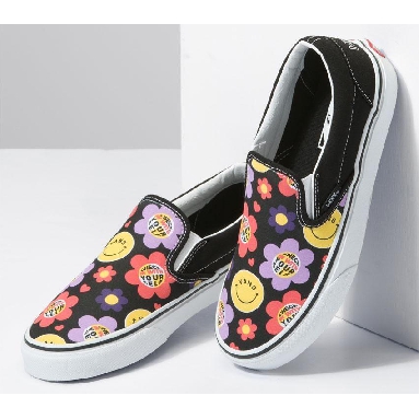 Vans Classic Slip-On Radically Happy Mens Womens - Radically Happy Black Multi VN0A5JMH0ZB Shoes