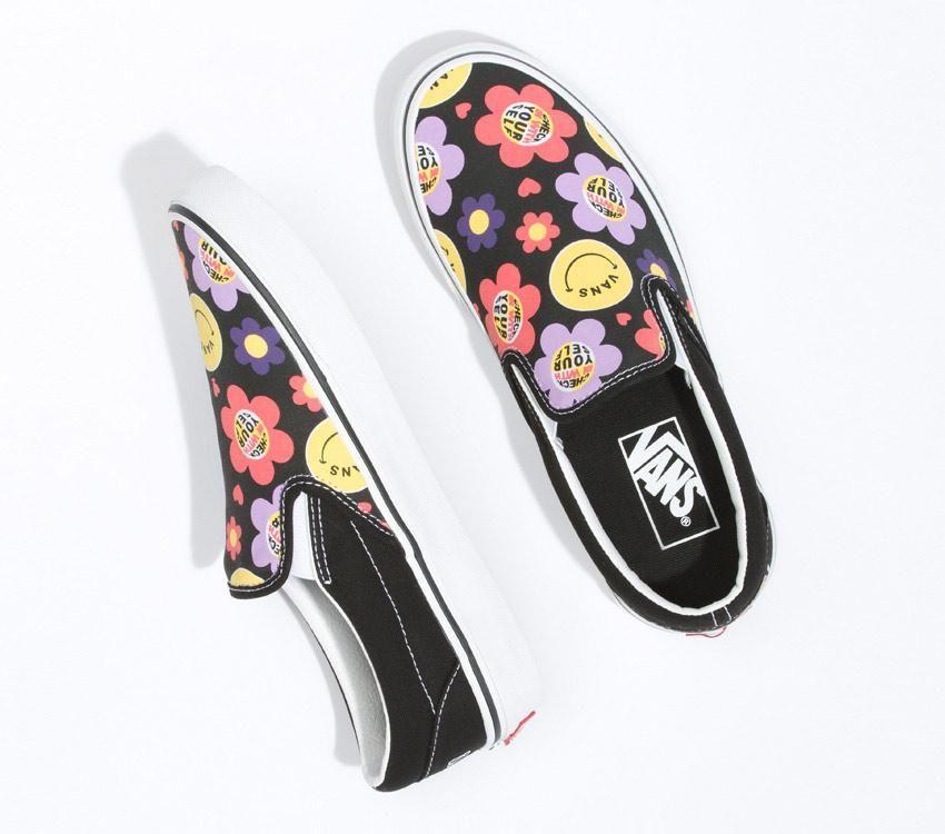 Vans Classic Slip-On Radically Happy Mens Womens - Radically Happy Black Multi VN0A5JMH0ZB Shoes