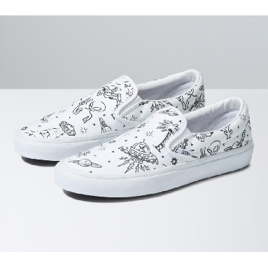 Vans Classic Slip-On Unidentified U-Paint Mens Womens - Unidentified U-Paint White/Purple VN0A5JMHWHP Shoes