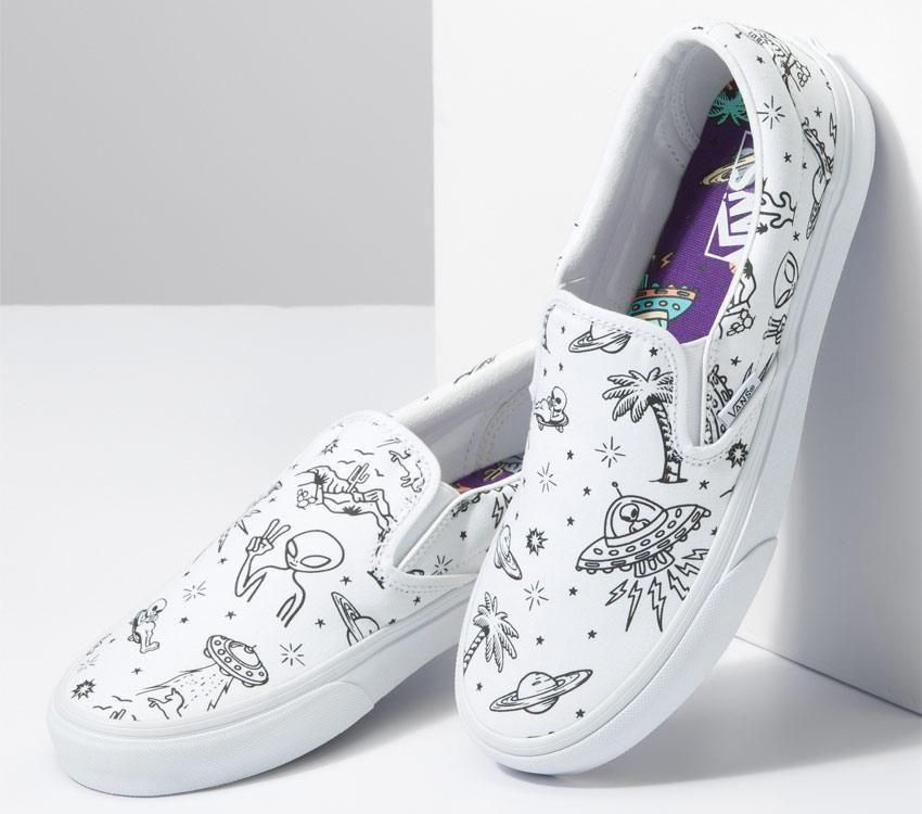 Vans Classic Slip-On Unidentified U-Paint Mens Womens - Unidentified U-Paint White/Purple VN0A5JMHWHP Shoes