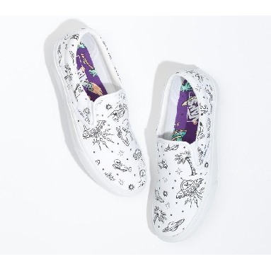 Vans Classic Slip-On Unidentified U-Paint Mens Womens - Unidentified U-Paint White/Purple VN0A5JMHWHP Shoes