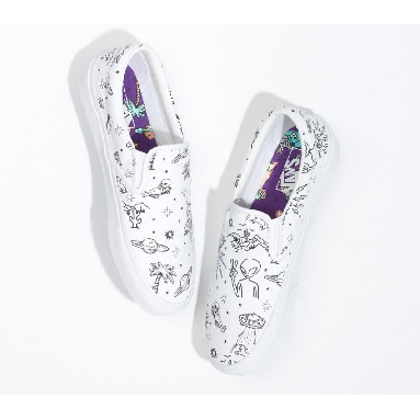 Vans Classic Slip-On Unidentified U-Paint Mens Womens - Unidentified U-Paint White/Purple VN0A5JMHWHP Shoes