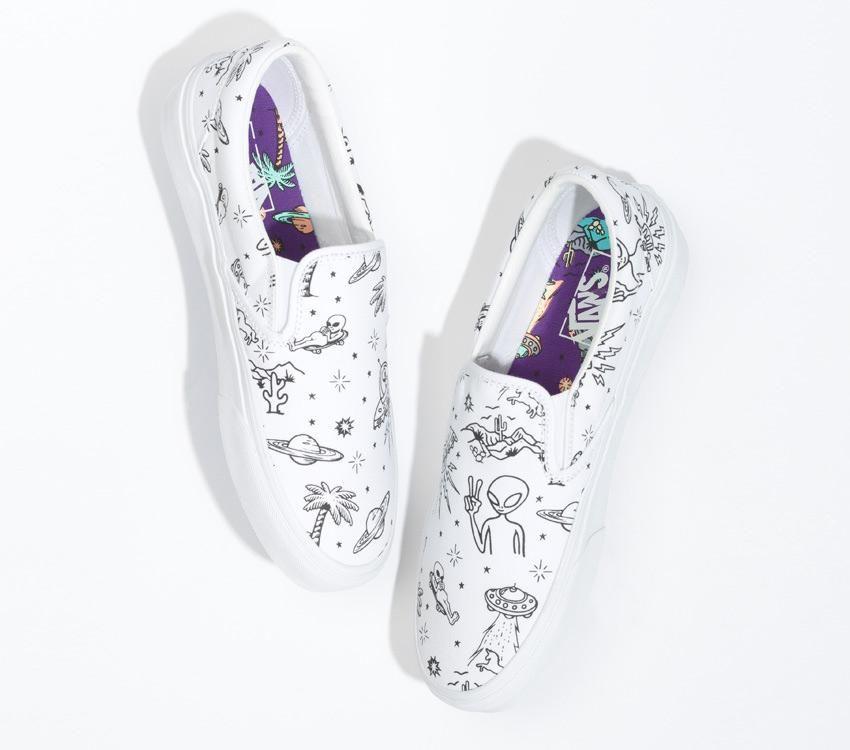 Vans Classic Slip-On Unidentified U-Paint Mens Womens - Unidentified U-Paint White/Purple VN0A5JMHWHP Shoes