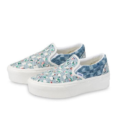 Vans Classic Slip-On Woven Stackform Mens Womens - Denim/Floral VN0A7Q5RB12 Shoes