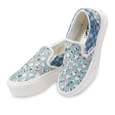 Vans Classic Slip-On Woven Stackform Mens Womens - Denim/Floral VN0A7Q5RB12 Shoes