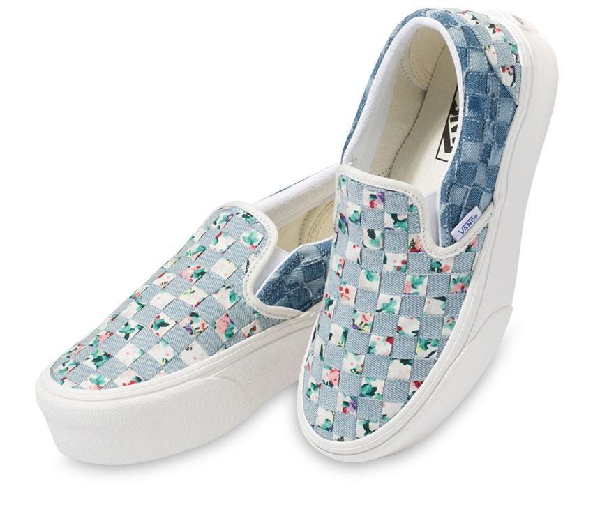 Vans Classic Slip-On Woven Stackform Mens Womens - Denim/Floral VN0A7Q5RB12 Shoes