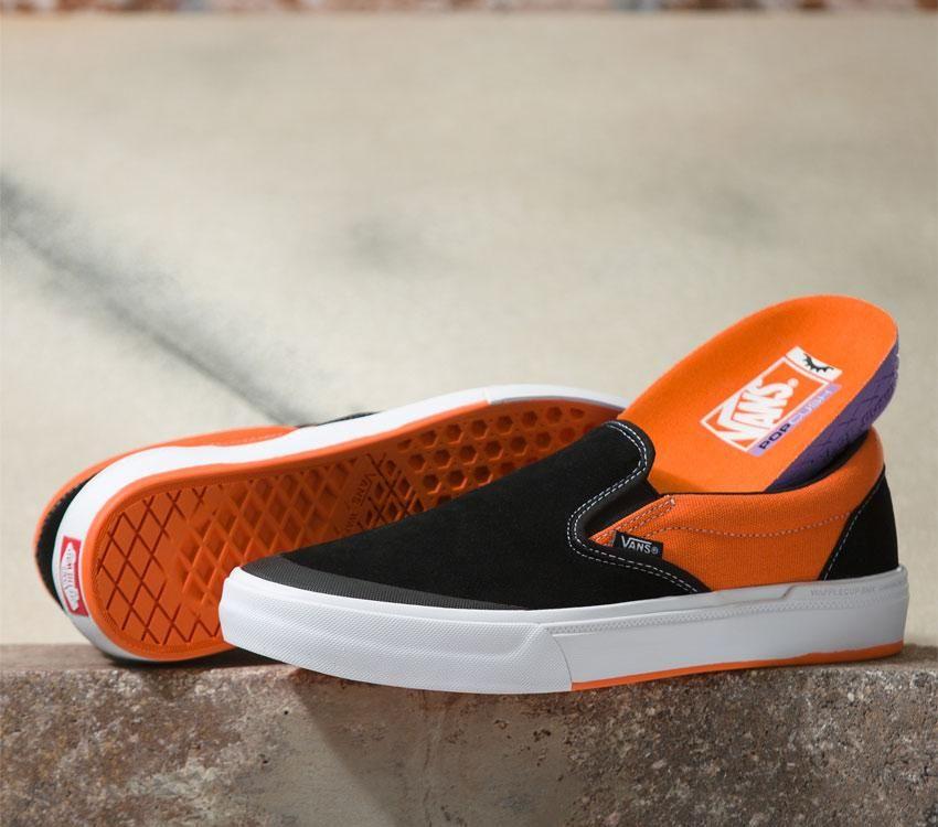 Vans Skate Slip-On Mens Womens - Black/Neon Orange VN0005V16IQ Shoes