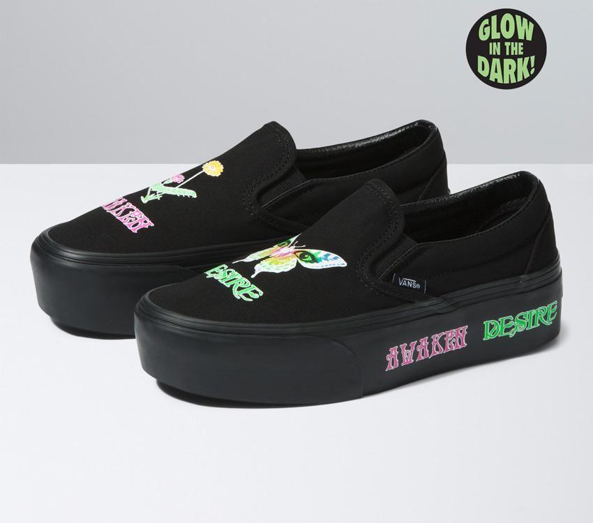 Vans Classic Slip-On Stackform Mens Womens - Morph Blackout VN0A7Q5R1OJ Shoes