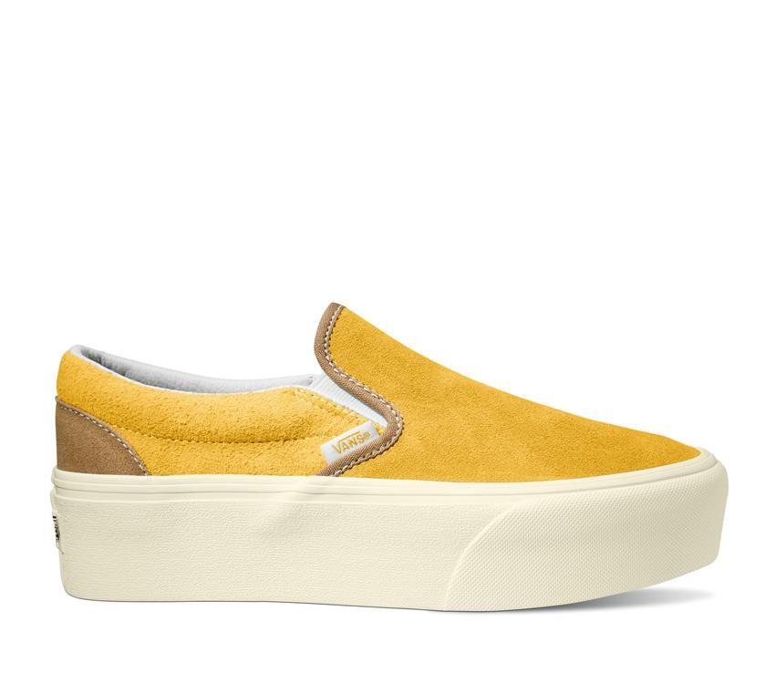 Vans Classic Slip-On Stackform Mens Womens - Varsity Suede Golden Yellow VN0A7Q5RF3X Shoes