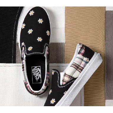 Vans Classic Slip-On Floral Plaid Womens - Floral Plaid Patchwork VN0A5JMHUUW Shoes