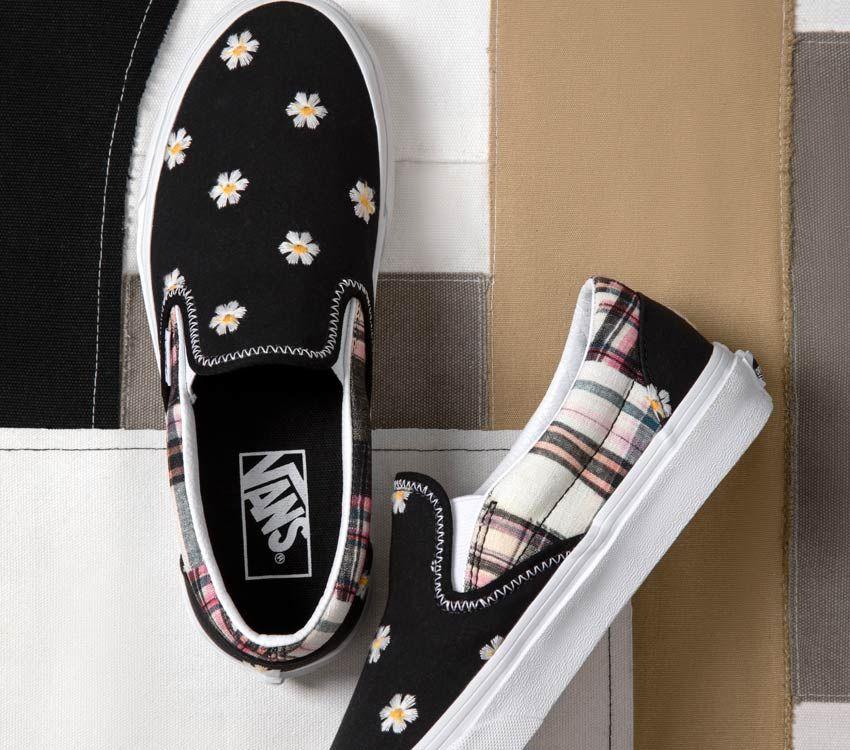 Vans Classic Slip-On Floral Plaid Womens - Floral Plaid Patchwork VN0A5JMHUUW Shoes