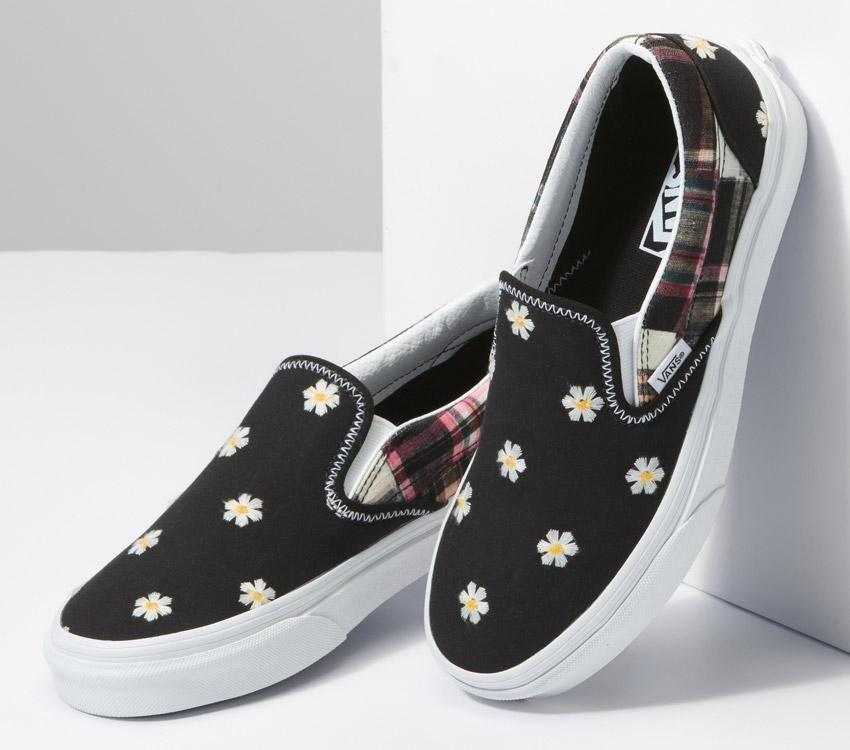 Vans Classic Slip-On Floral Plaid Womens - Floral Plaid Patchwork VN0A5JMHUUW Shoes