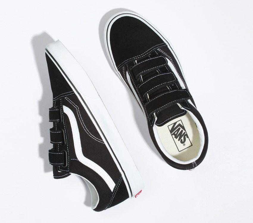 Vans Old Skool Velcro Mens Womens - Black/True White VN0A3D29OIU Shoes